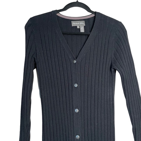 Michael Stars Black Long Sleeve Ribbed Duster Long Cardigan XS Anthropologie - Picture 8 of 12